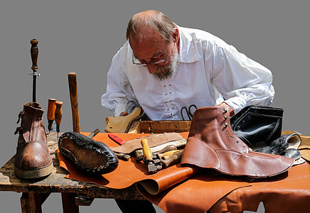 shoemaker, middle ages, leather, shoes, boots, isolated, nuremberg