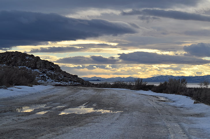 icy, road, mountains, slippery, winter, cold, ice