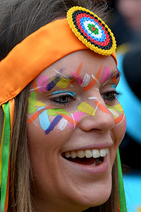femme, Carnaval, décoration, peinture de visage, Smile
