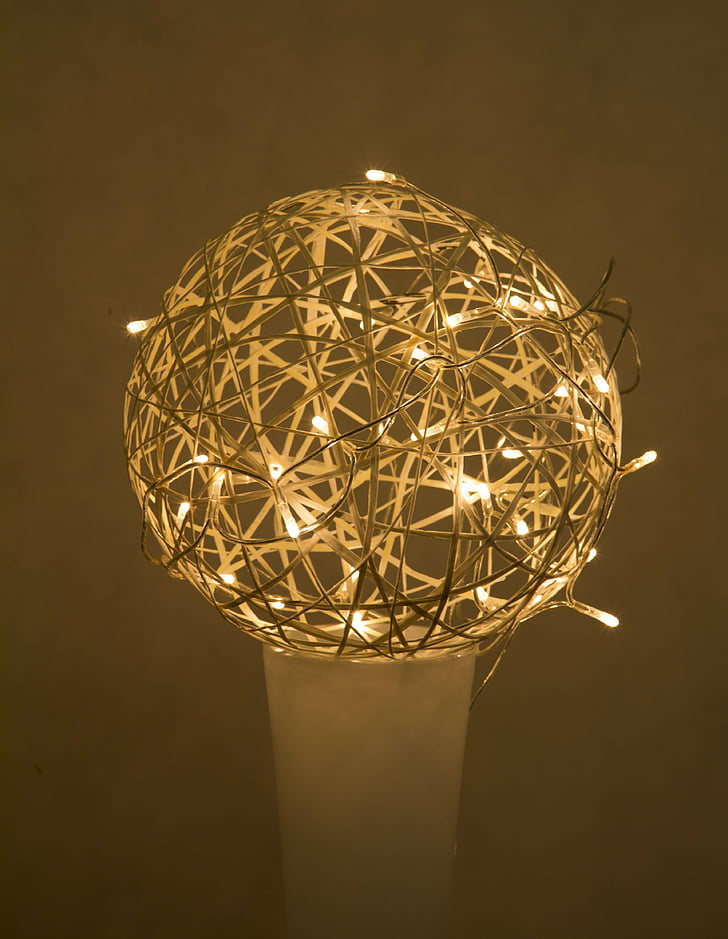 lys, ballen, bjelke, ball av lys, ledet, lampe, ornament