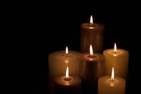 candele, Natale, scuro, luce, caldo, fuoco, gruppo