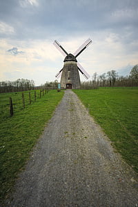 windmill, away, clouds, sky, lonely, weather, landscape