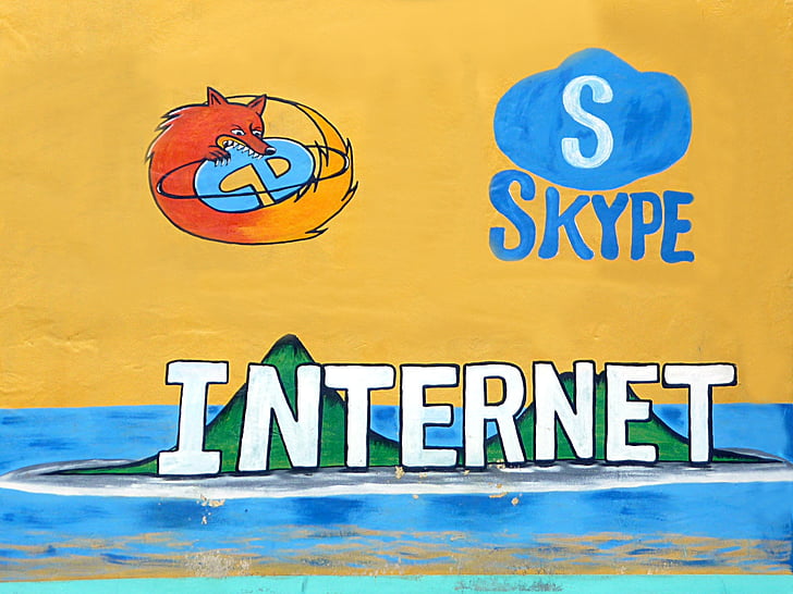 ulična umjetnost, Internet, Firefox, Skype