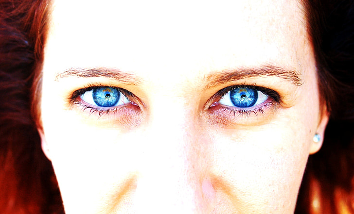 Дівчина, обличчя, портрет, очі, блакитні очі, Дивитися, жінки