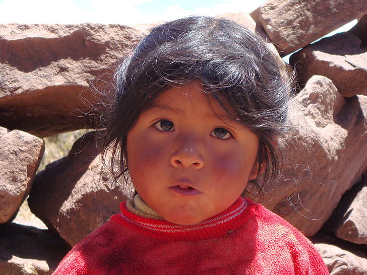 Peru, menina, criança, rostos, relógio, bonito, doce
