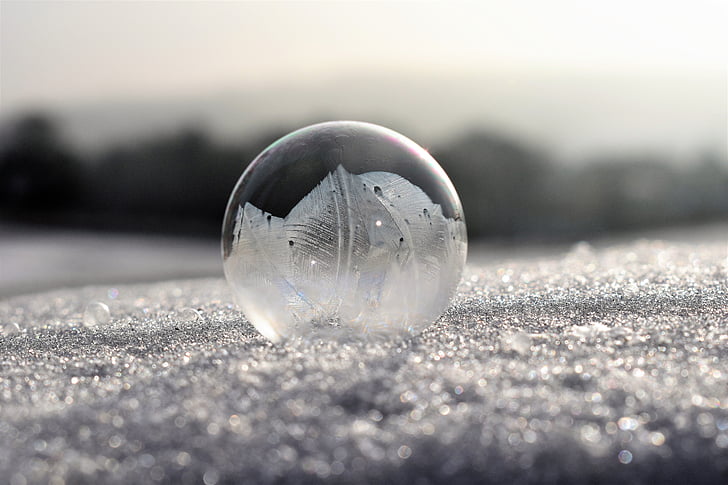 Seifenblasen, gefroren, Frost, Frozen bubble, Eiskristalle, Winter, Kälte