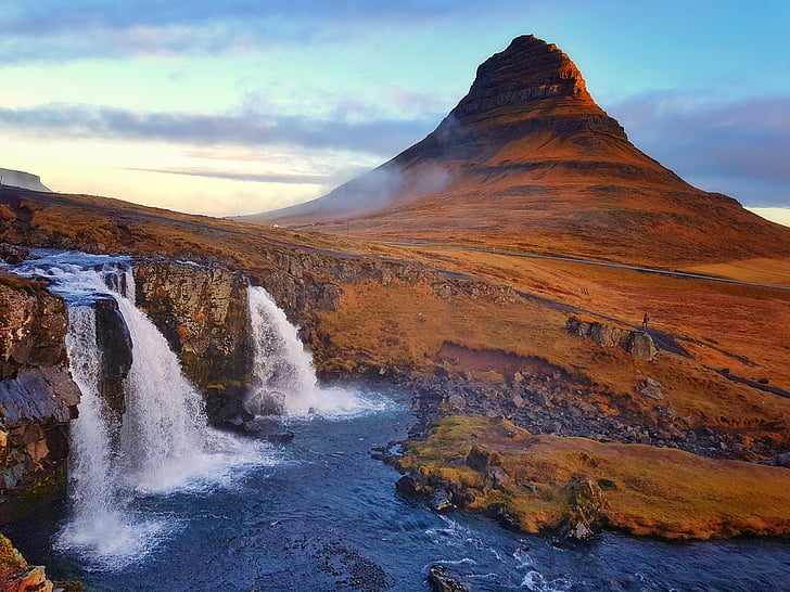kirkjufell, Магическая гора, Исландия, Водопад, довольно сказки, живописные, Природа