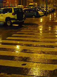 湿法, 雨, 水, 人行横道, 公路, 亮度, 潮湿