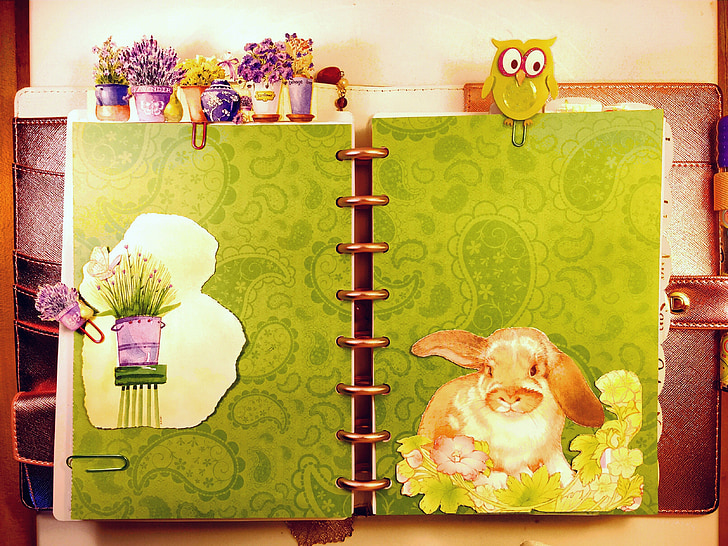 spring, planner, bunny, easter, hand made