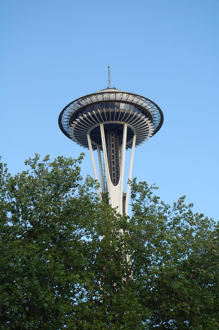 Seattle, ruimte naald, skyline, toren, hemel