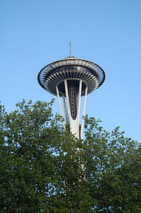 Seattle, wieży Space needle, Skyline, Wieża, niebo
