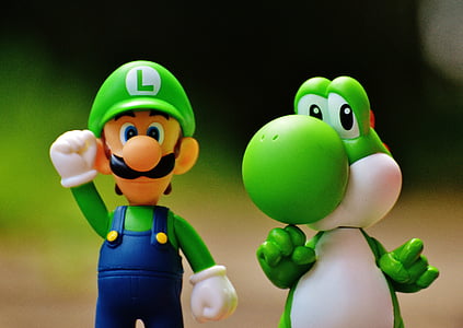 Luigi, yoschi, chiffres, drôle, coloré, mignon, enfants