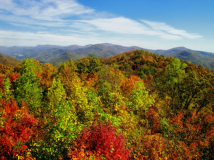 Gruzija, ZDA, jeseni, padec, gore, nebo, oblaki