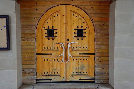 двери, оленьи рога, Вуд, дверной проем, Архитектурный, Рога, Архитектура