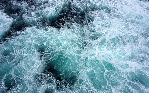 pulverizador, fundo do mar, azul escuro, água, ondas, superfície, plano de fundo