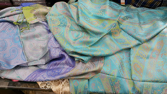 Índia, Caxemira, lã, matéria têxtil, padrão, cachecol