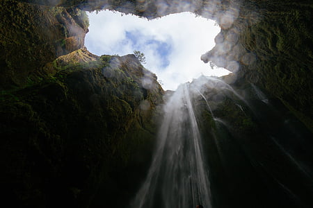 baja, ángulo de, Fotografía, Blanco, de la cueva, agua, cielo