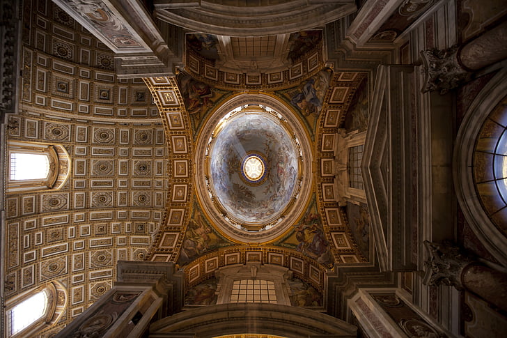 Vatikán, tető, fény, Olaszország, templom, építészet, Róma