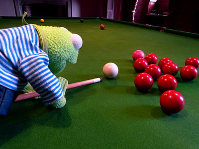 kermit, frog, billiards, balls, black, play, table