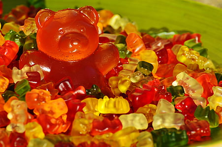 ours géant en caoutchouc, Gummibär, Gummibärchen, gommes de fruits, ours, délicieux, Couleur