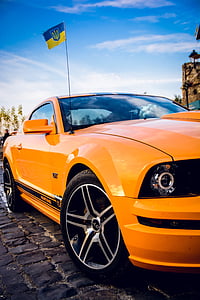Mustang, Sport, Ucraina, auto, Ford, mustang di Ford, giallo