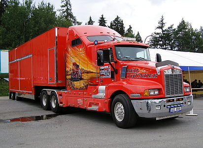 fond d’écran, arrière-plan, camion, rouge, tonnerre, camion américain