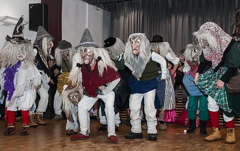 baumkirchner junghexen, kostimi, Karneval, Njemačka, tradicionalni, figure, vještice