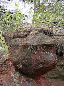 rød sandstein, erosjon, fjell, tekstur, hode form