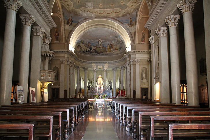Interijer, Crkva, vjerski objekt, oltar, unutar, križ, Župna crkva