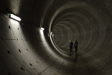 tunelové propojení, hřídel, tmavý, osamělý, hluboká, Hloubka, pěší turistika