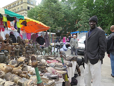 tržište, Afrika, umjetnost, ljudski