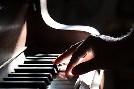 persona, jugant, òrgan, piano, claus, mans, músic