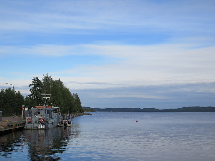 Lago, blu, Finlandia, silenzioso, molo