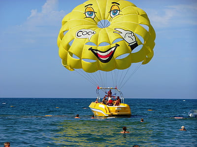 parasailing, water sports, sea, sport, boot, water, sun