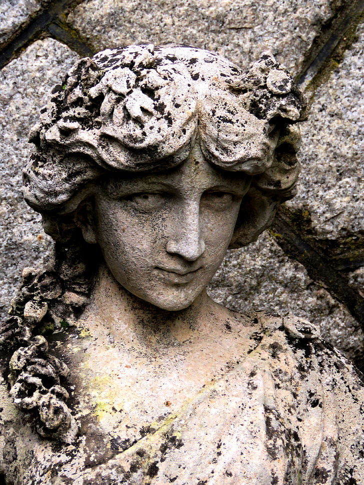 Statua, donna, figurina, scultura, pietra, Greco