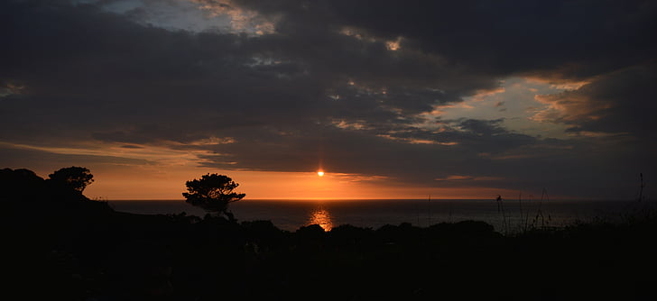 Lee, Devon, puesta de sol, agua, mar, Costa, Inglaterra