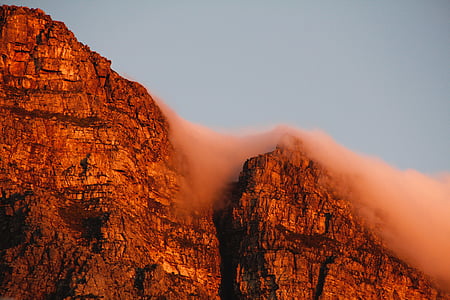 table mountain, cape town, south africa, sky, on table mountain, clouds, nature