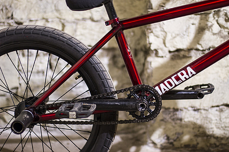 kolo, řetězové kolo, Cyklistické díly, BMX, červená, Pneumatika, Gear