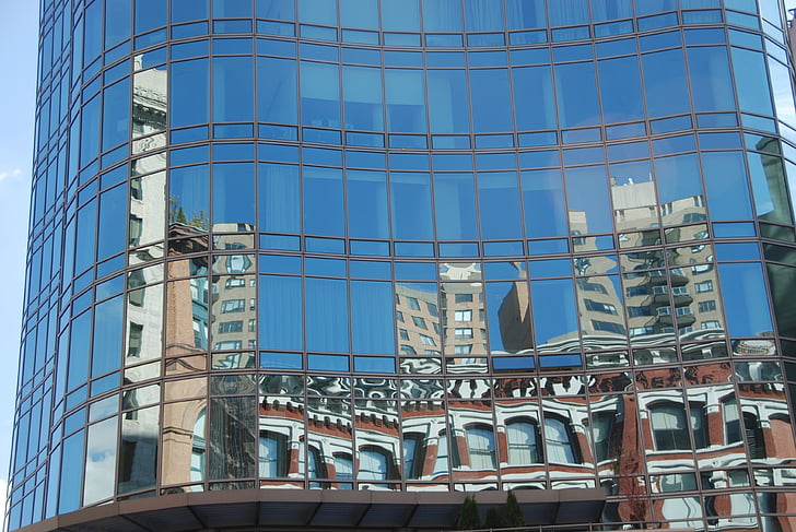 new york, skyscraper, reflection, sky, city, skyscrapers, architecture