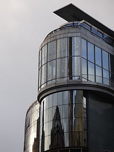 edifici d'oficines, edifici de vidre, reflexió, vidre, el gratacel, Viena