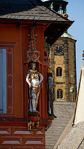 patung, dekorasi, Goslar, Kaiserworth, Situs Warisan Dunia UNESCO, Guild, pedagang