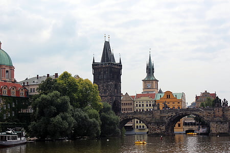 Karlsbroen, Praha, Tsjekkia, Bridge, historisk, Moldova, byen
