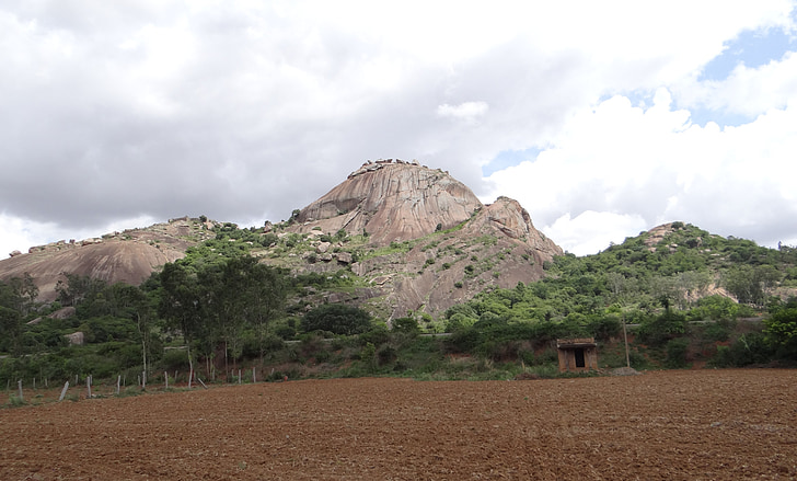 brežuljku, stijena, granit, Objekt Deccan plateau, Karnataka, Indija