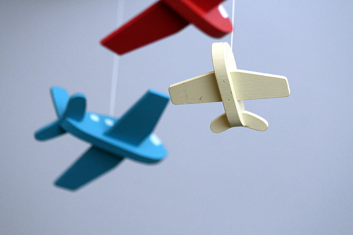 plane, toy, blue, white, red, light background, airplane
