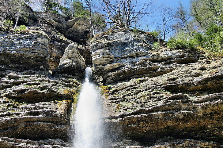 Slovenien, naturen, vattenfall, flöde, blåsljud