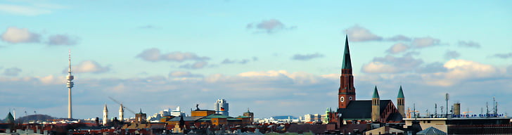 panorama, Munich, Torre del olympia, BMW welt, Maximilianeum, Schwabing, Haidhausen