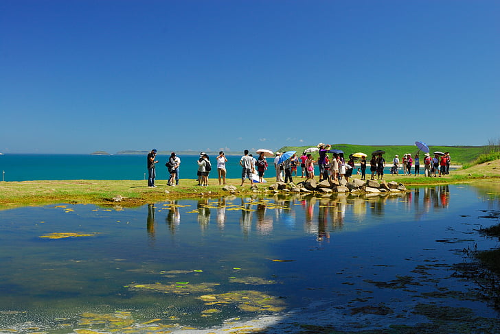 taiwan's penghu, blue day, landscape, people, group Of People, nature