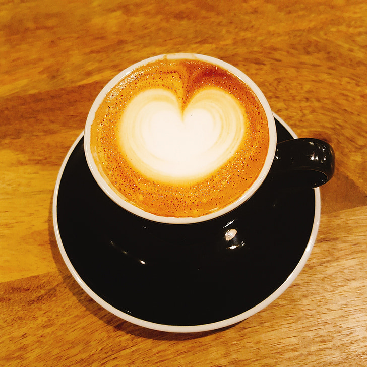 cappuccino, kaffe, latte art, Hart, Kærlighed, Café, Café