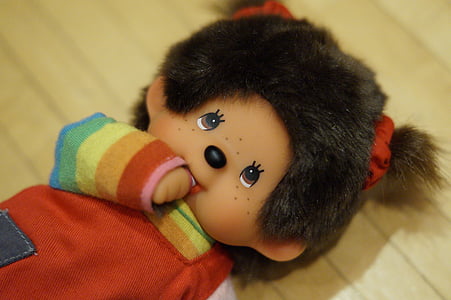 Monchichi, muñeca, oso de peluche, culto, juguetes, juguete de peluche, antiguo