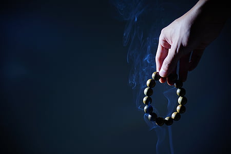 hånd, buddhistiske bønn perler, røyk, Zen, Rosary perler, kjede